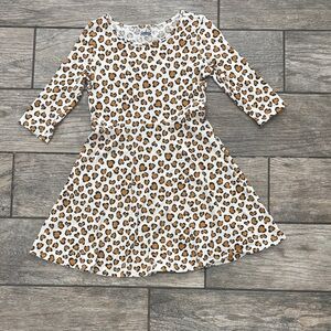 Kids White Leopard Print Twirl Dress